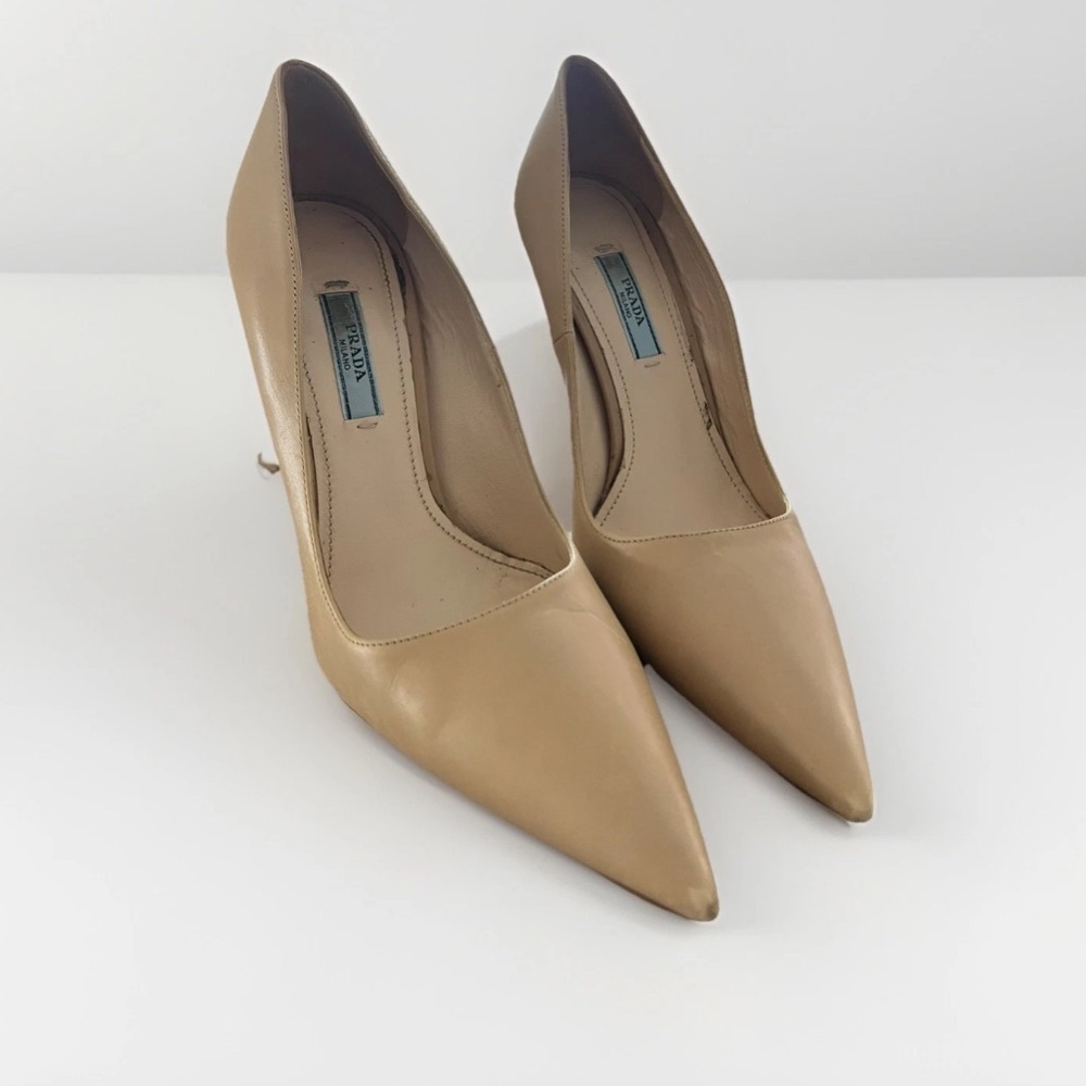 Prada Nude Leather Pointed Toe Pumps 38.5 - Picture 5 of 8